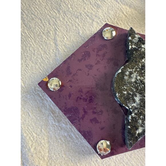 Large Layered Cross Wall Decor – Purple w/ Rhinestones & Fleur-de-Lis - Picture 3 of 5